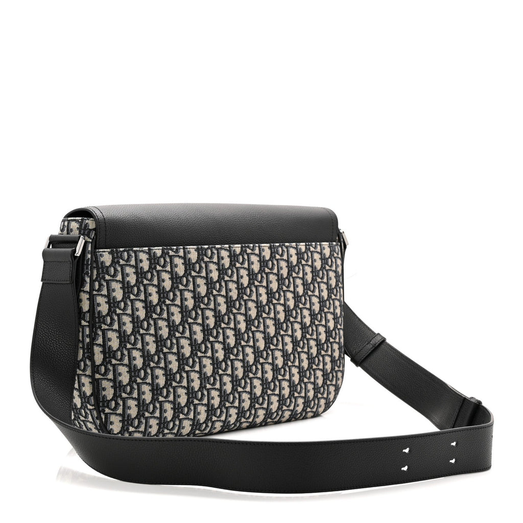 Christian Dior Grained Calfskin Oblique Saddle Messenger Black