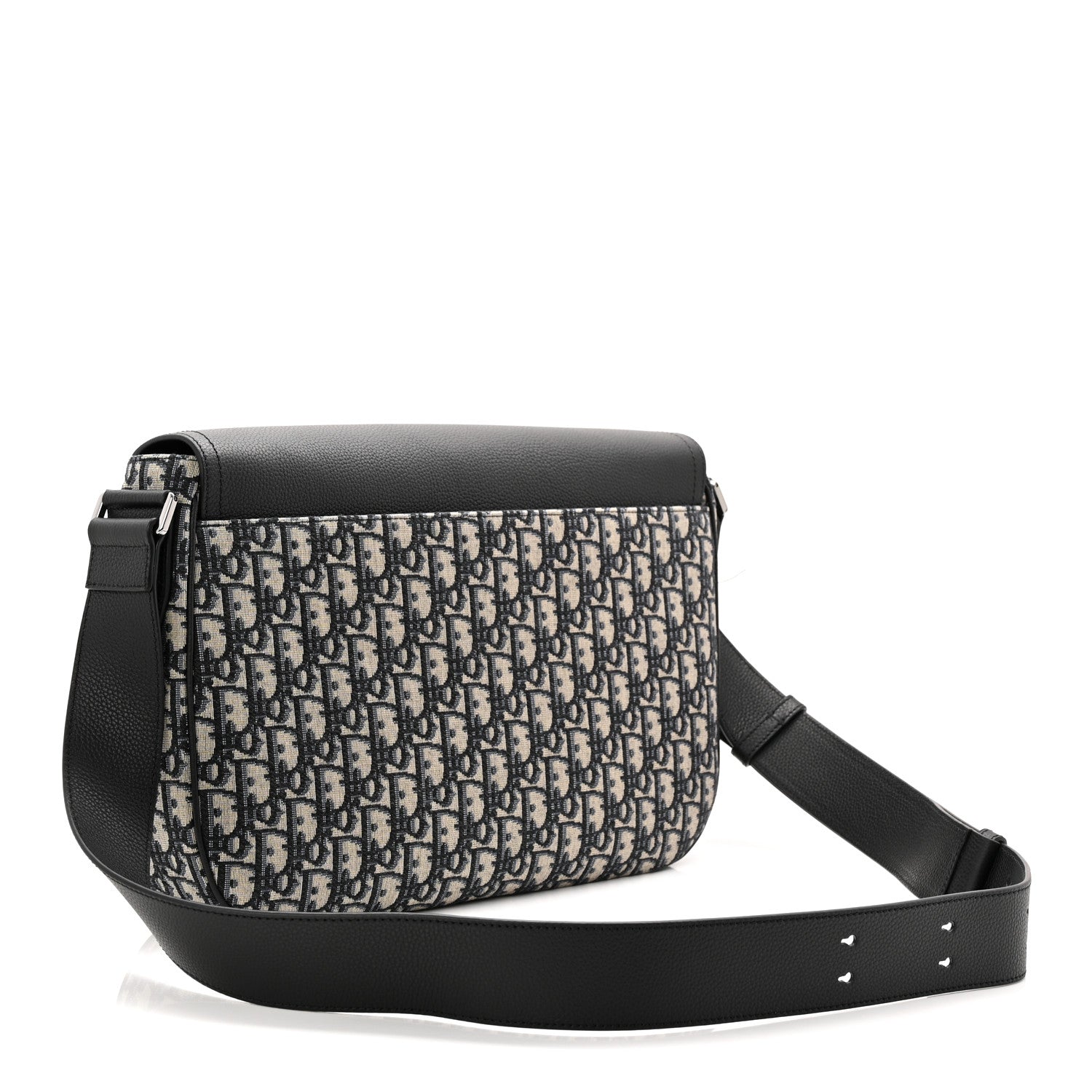 Christian Dior Grained Calfskin Oblique Saddle Messenger Black