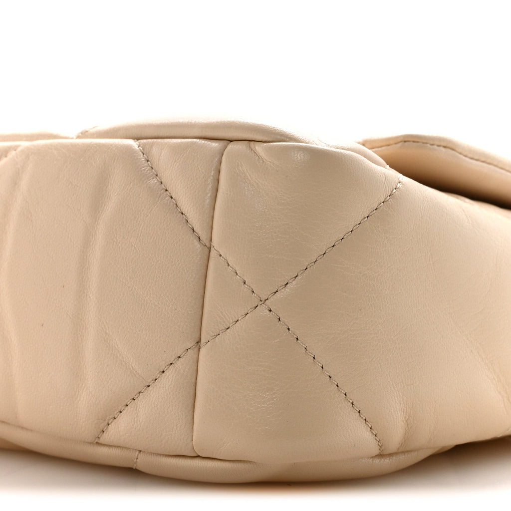 Chanel Goatskin Quilted Medium Chanel 19 Flap Beige