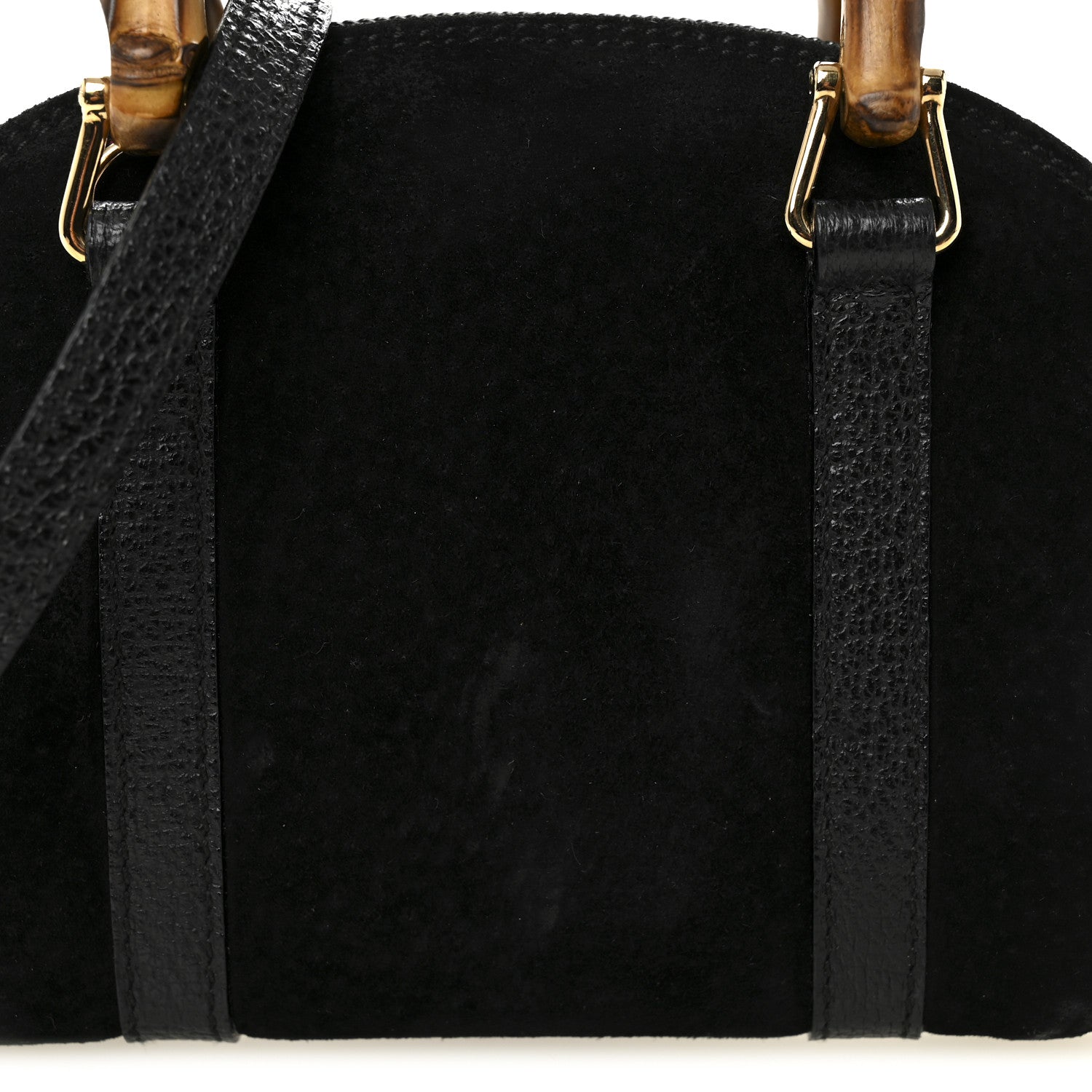 Gucci Suede Mini Bamboo Handle Bag Black