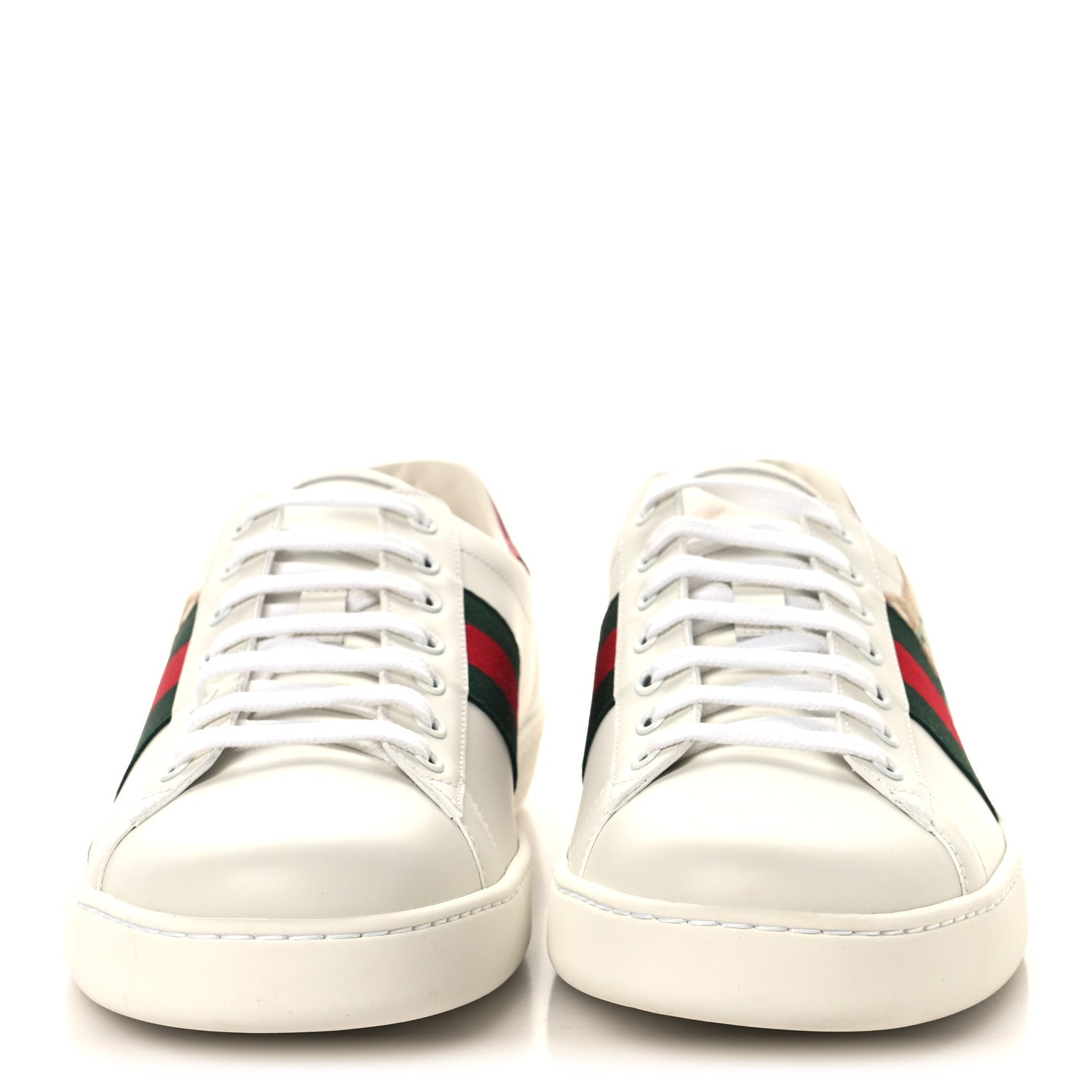 Gucci Calfskin Cat Embroidered Mens Ace Sneakers 12 White Green