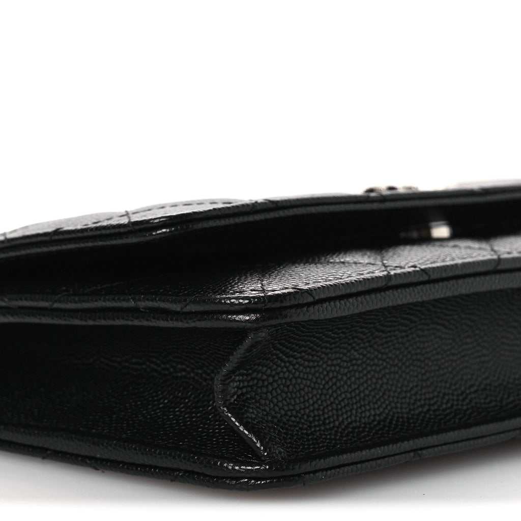 Chanel Caviar Quilted Crystal Star Wallet On Chain Black