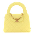 Chanel Shiny Aged Calfskin Quilted Nano Kelly Shopper Light Yellow