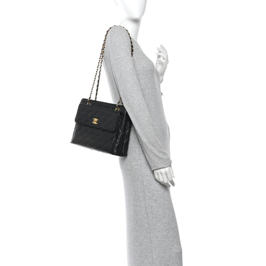 Chanel Caviar Quilted Flap Shoulder Bag Black