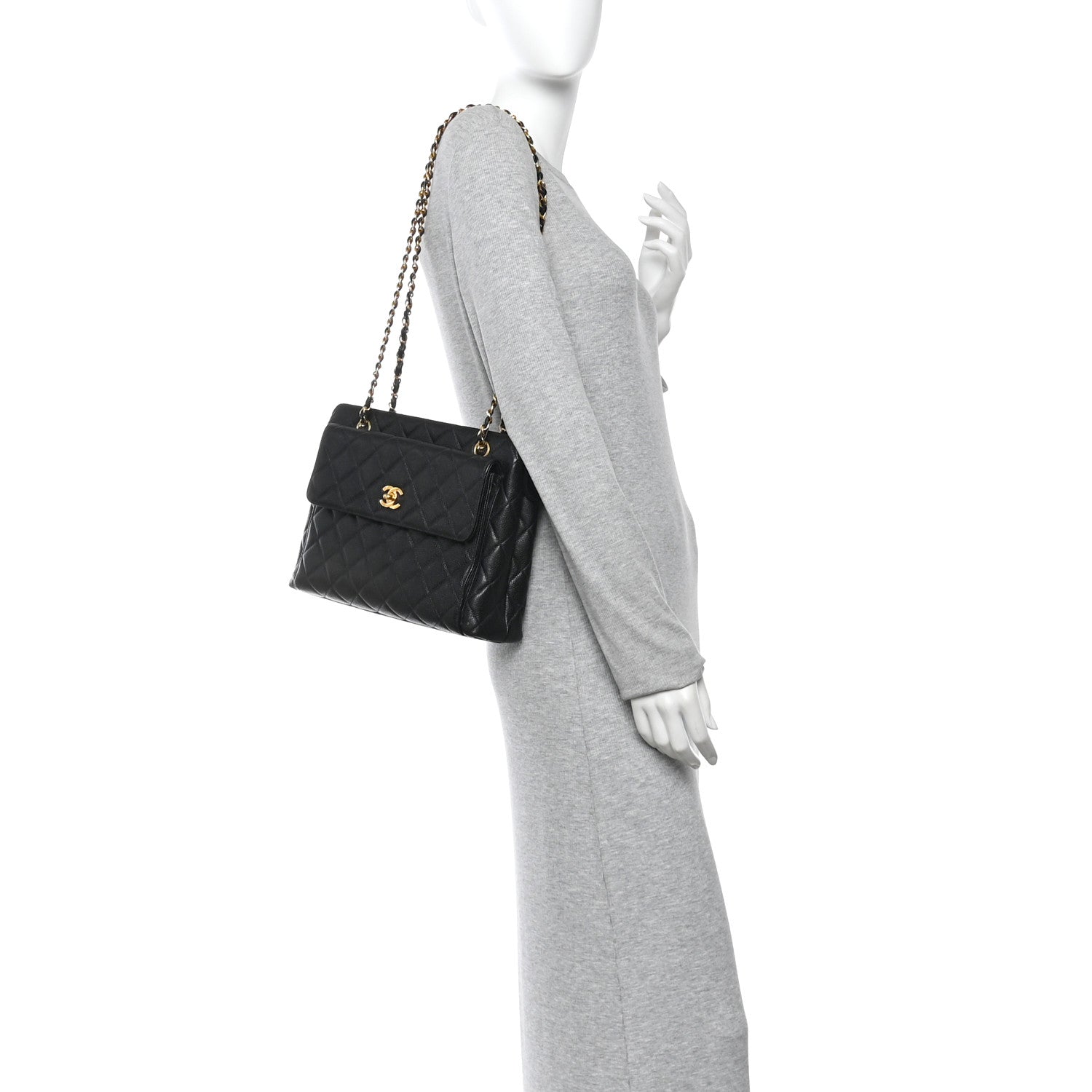Chanel Caviar Quilted Flap Shoulder Bag Black