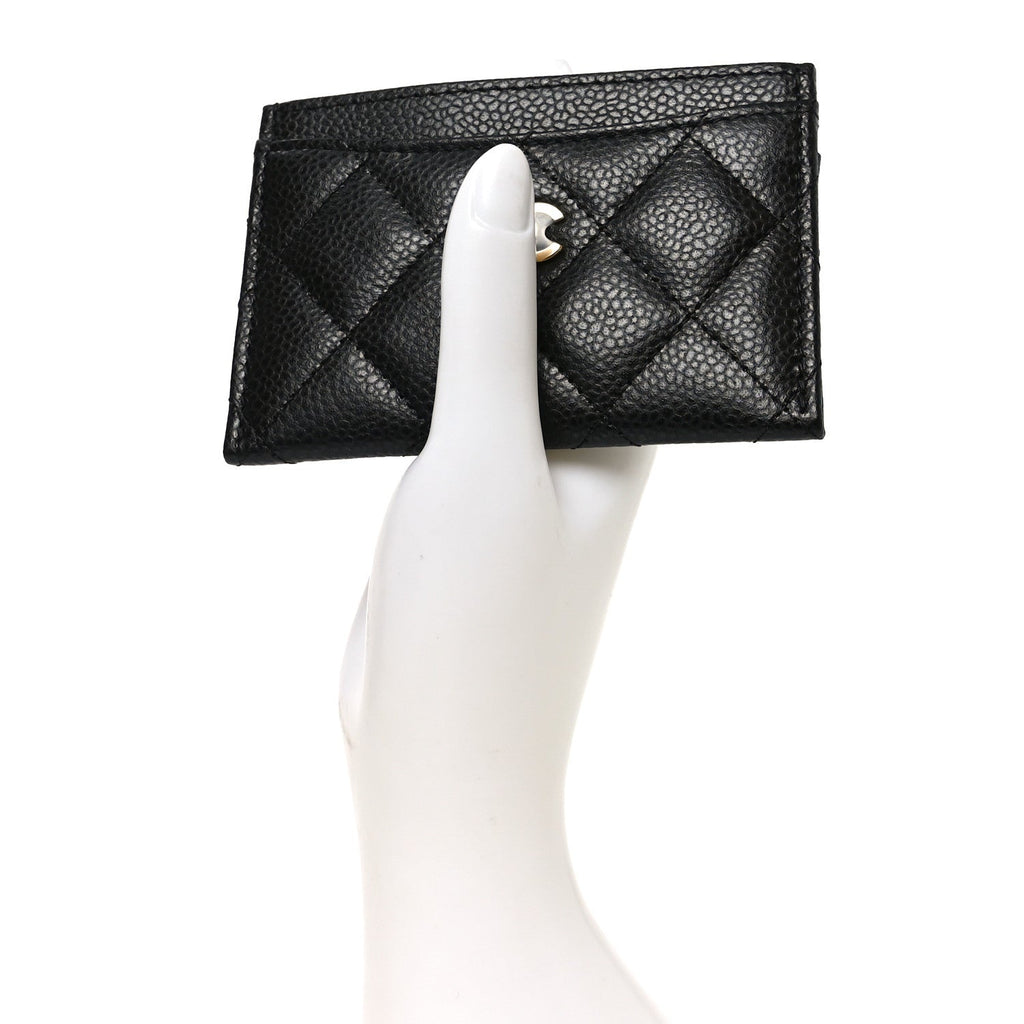 Caviar Quilted Card Holder Black