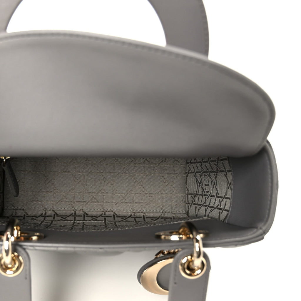 Christian Dior Lambskin Cannage Small Lucky Badges My Lady Dior Grey