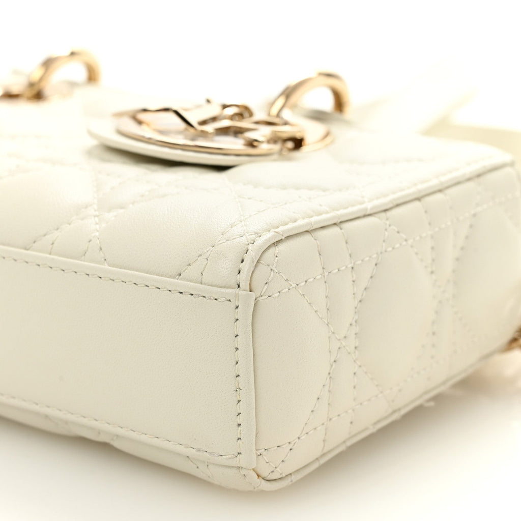 Christian Dior Lambskin Cannage Small Lady D-Joy Latte