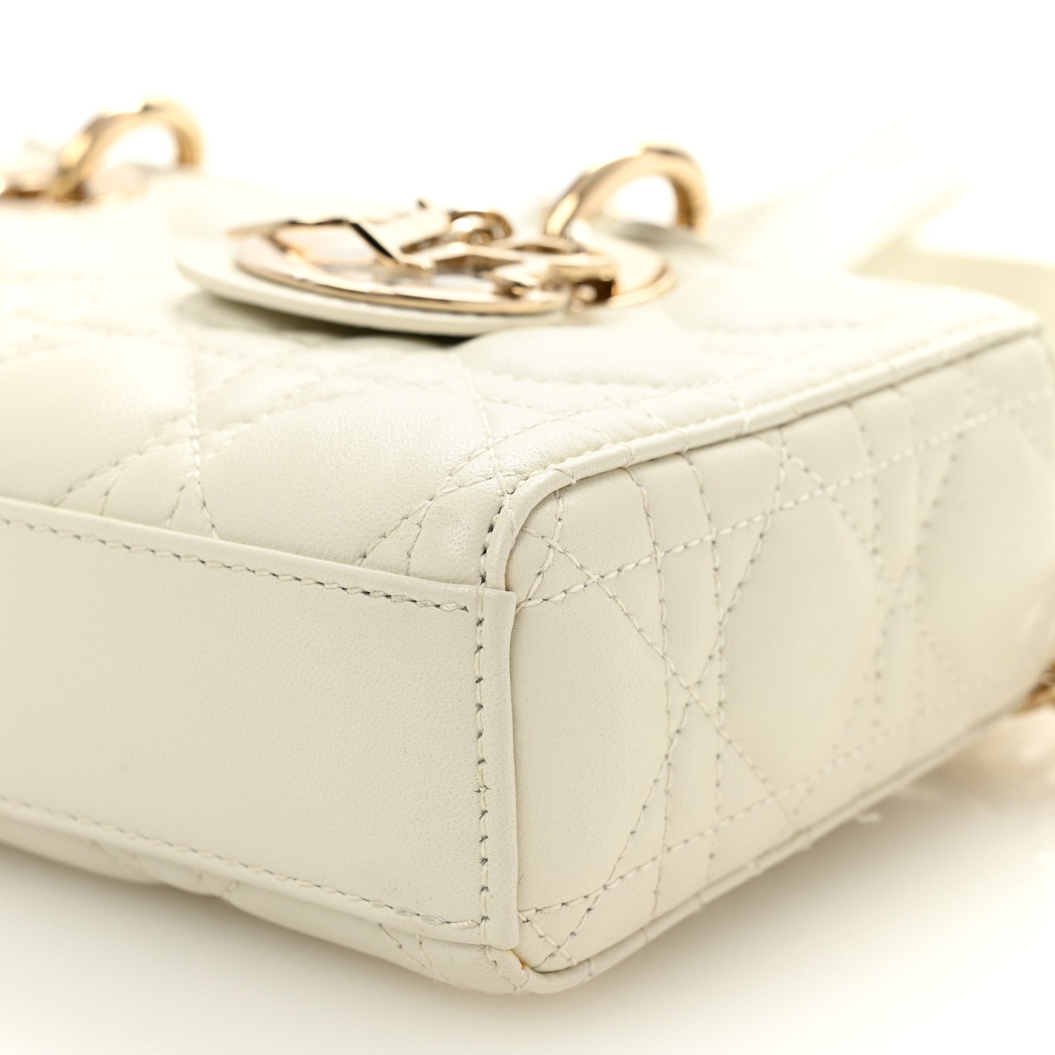 Christian Dior Lambskin Cannage Small Lady D-Joy Latte