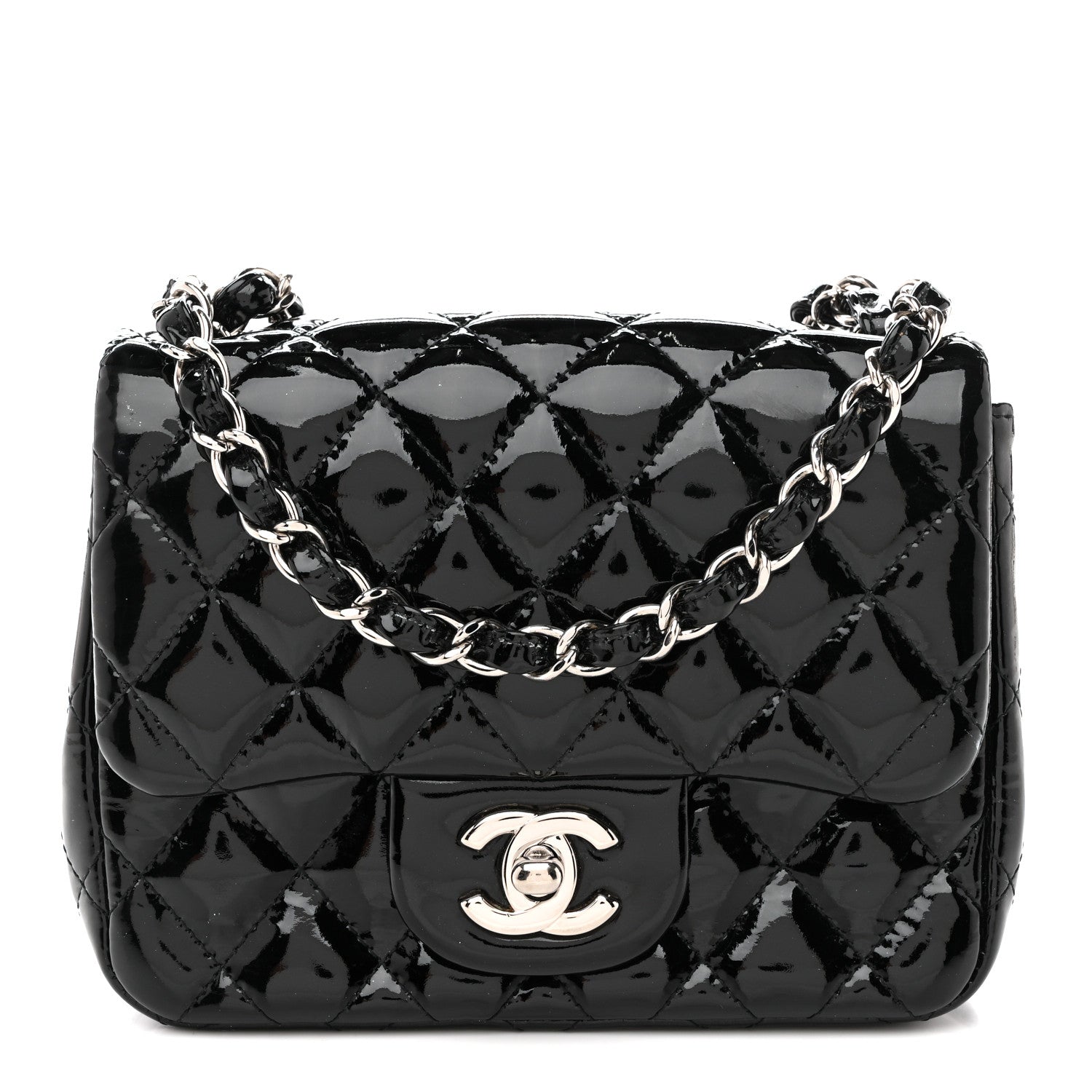 Chanel Patent Calfskin Quilted Mini Square Flap Black