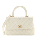 Chanel Caviar Quilted Mini Coco Handle Flap White