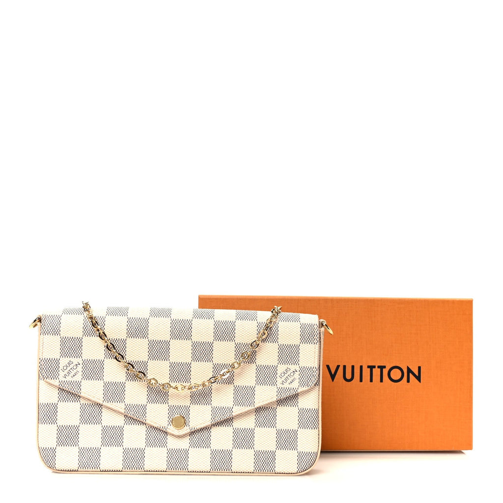 Louis Vuitton Damier Azur Pochette Felicie Chain Wallet Rose Ballerine