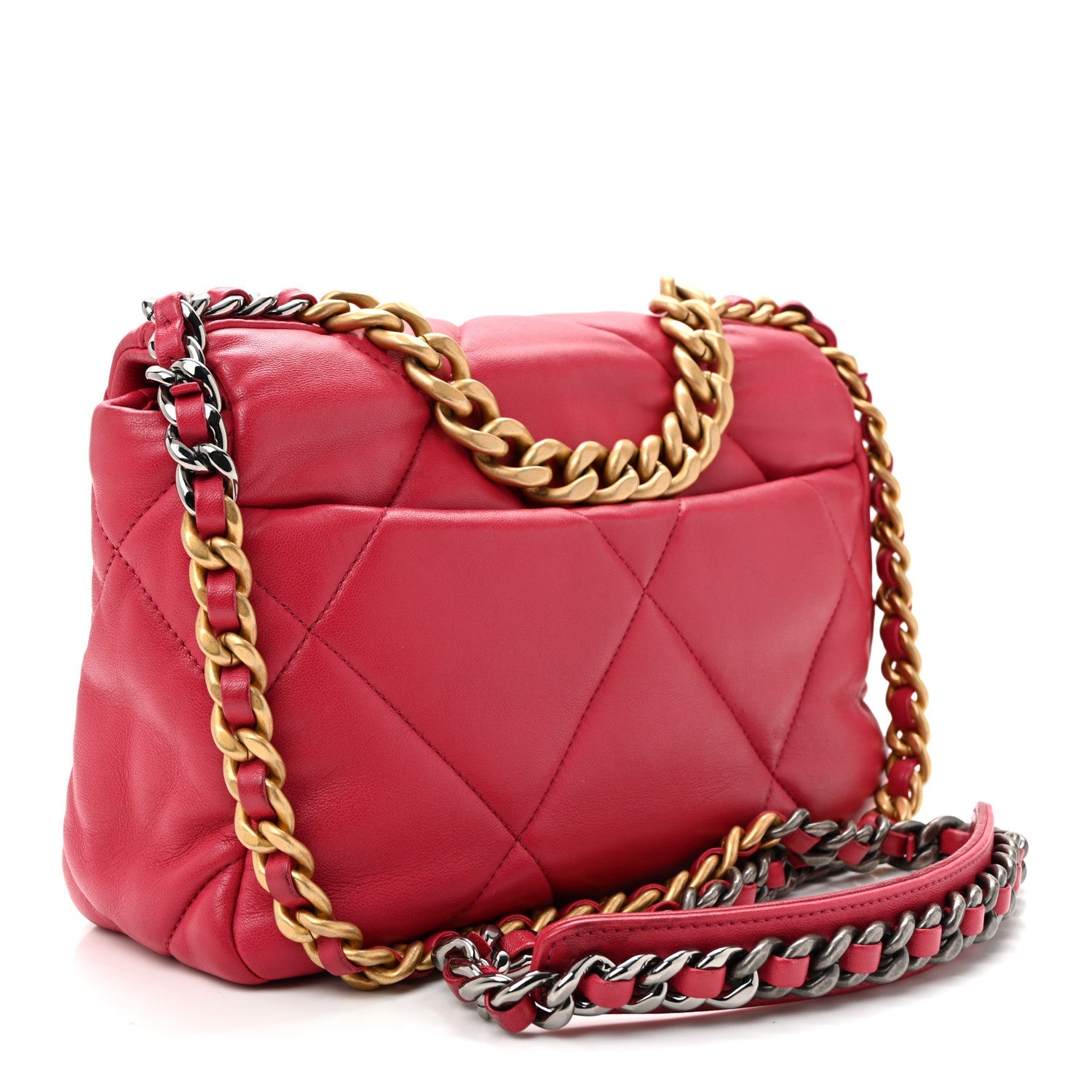 Chanel Lambskin Quilted Medium Chanel 19 Flap Dark Pink