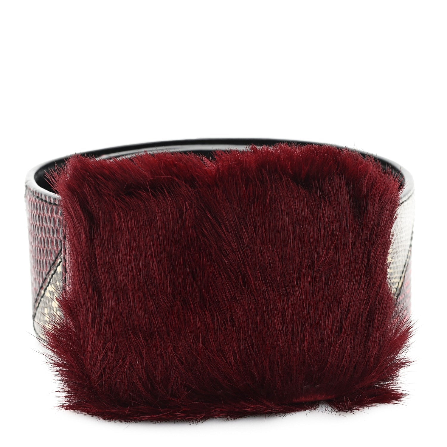 Prada Snakeskin Fur Belt 80 32 Cherry Bego