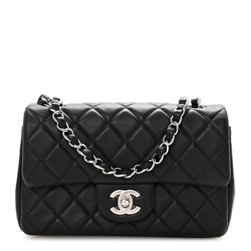 Chanel Lambskin Quilted Mini Rectangular Flap Black