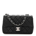 Chanel Lambskin Quilted Mini Rectangular Flap Black