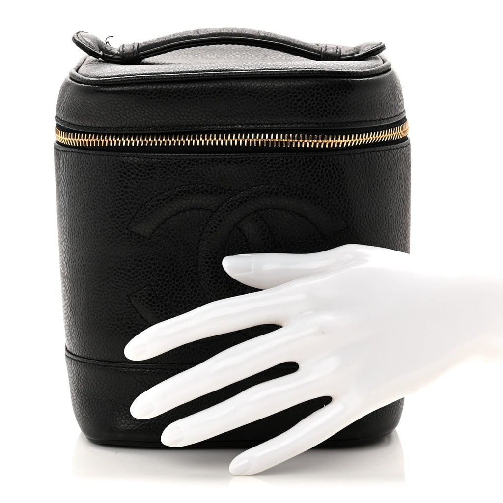 Chanel Caviar Vanity Cosmetic Case Black