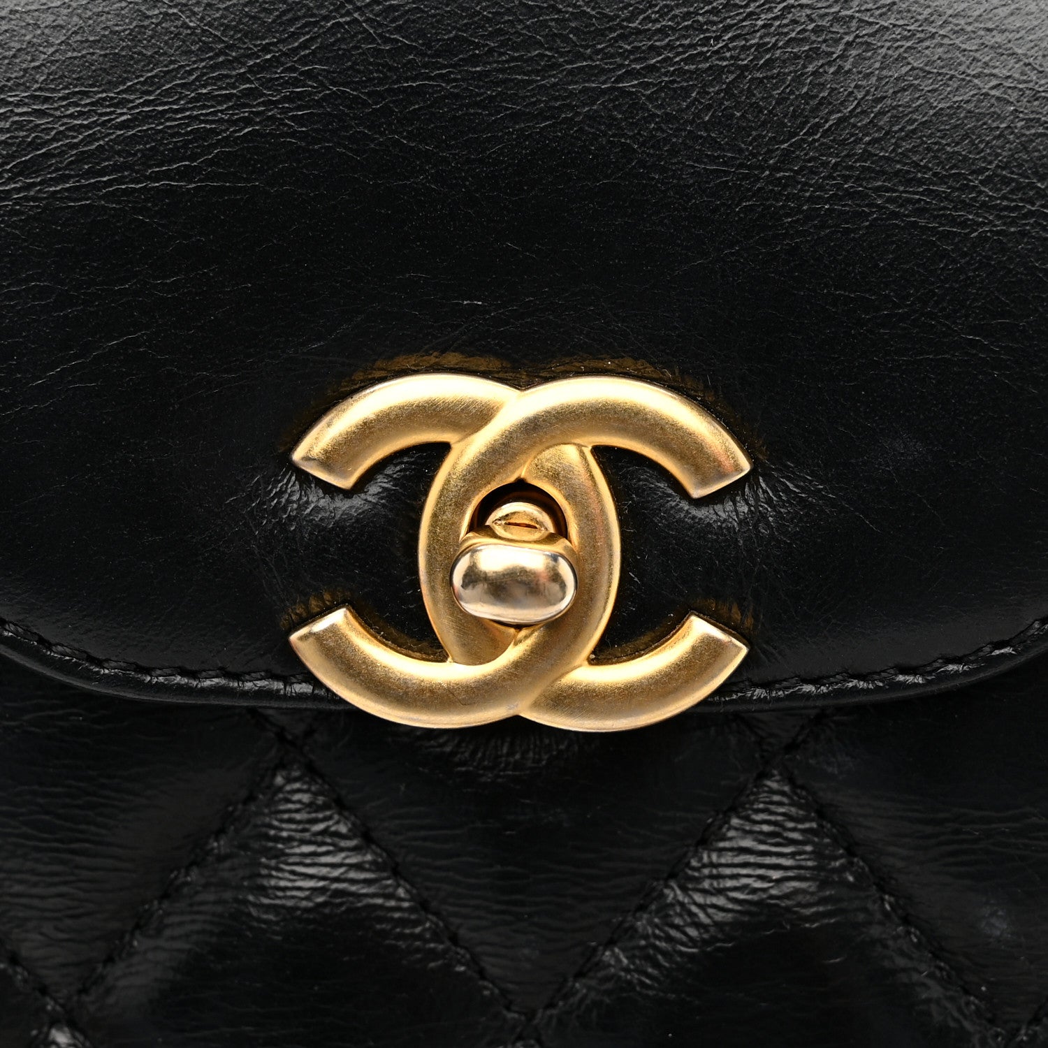 Chanel Shiny Aged Calfskin Quilted Nano Kelly Shopper Black