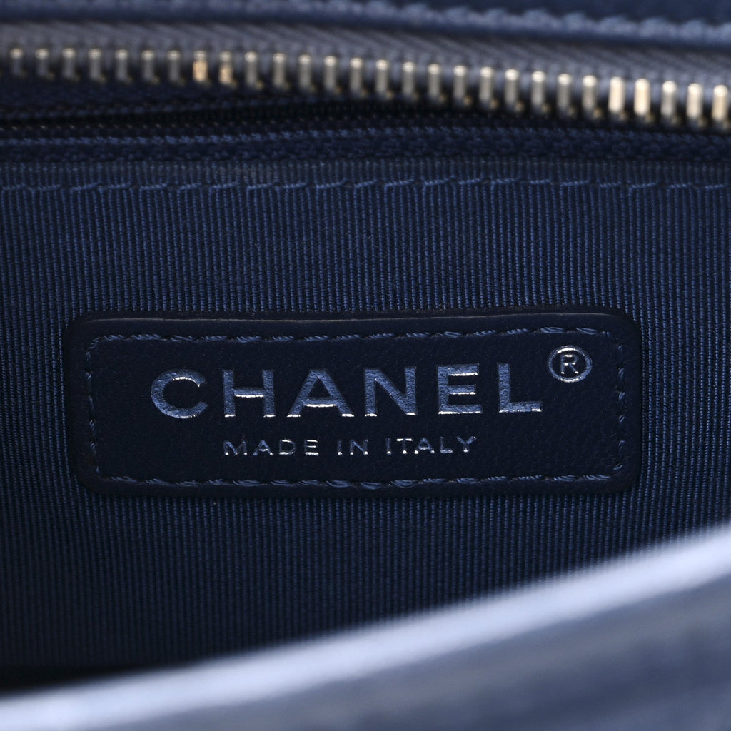 Chanel Patent Goatskin Quilted Small Gabrielle Hobo Blue
