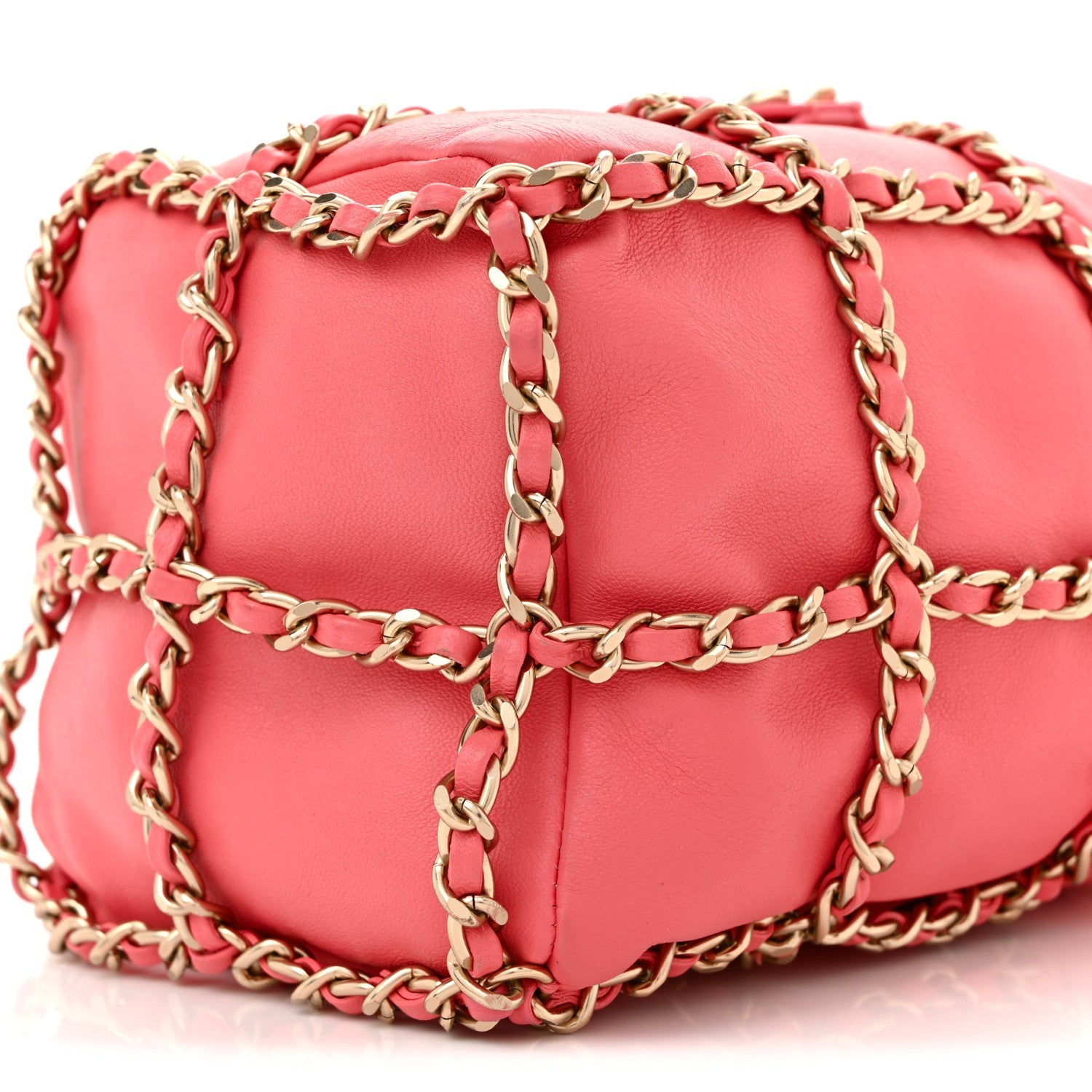 Chanel Lambskin Bucket Chain Drawstring Bag Pink