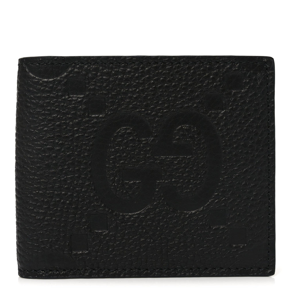 Gucci Piuma Calfskin Jumbo GG Embossed Wallet Black