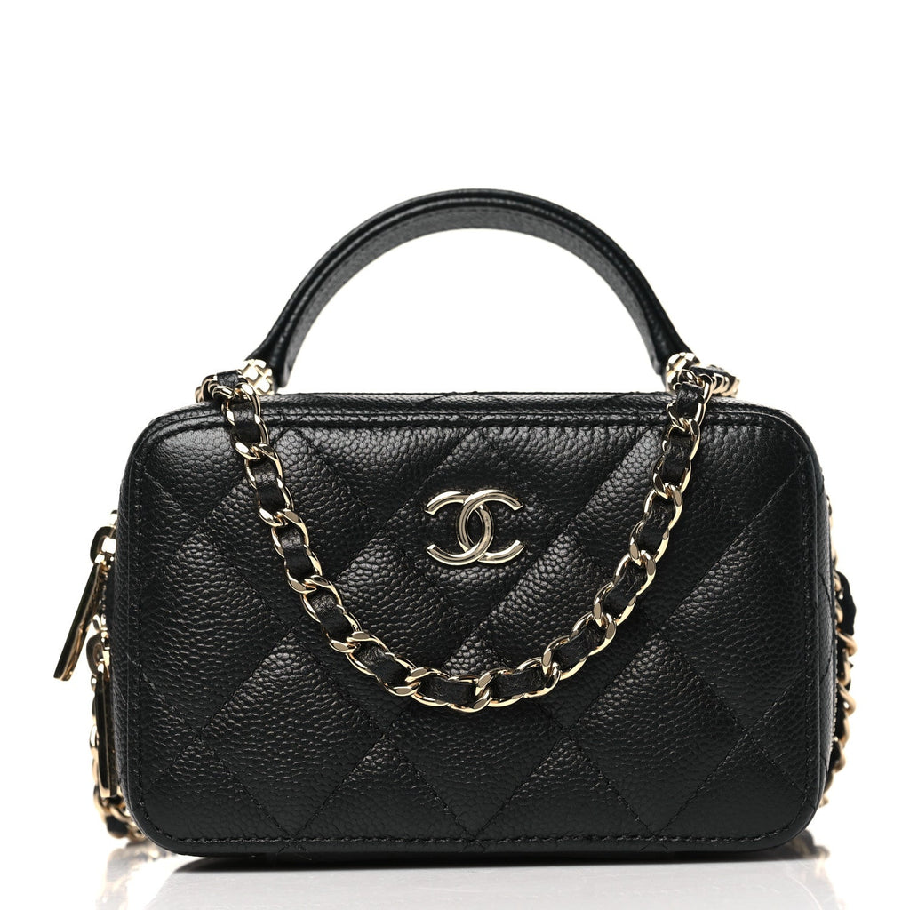 Chanel Caviar Quilted Small Top Handle Vanity Case Black