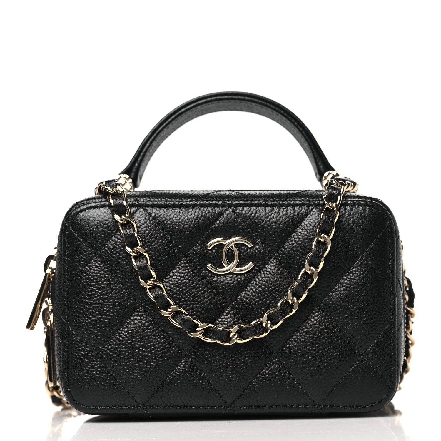 Chanel Caviar Quilted Small Top Handle Vanity Case Black