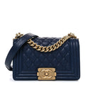 Chanel Caviar Quilted Small Boy Flap Dark Blue