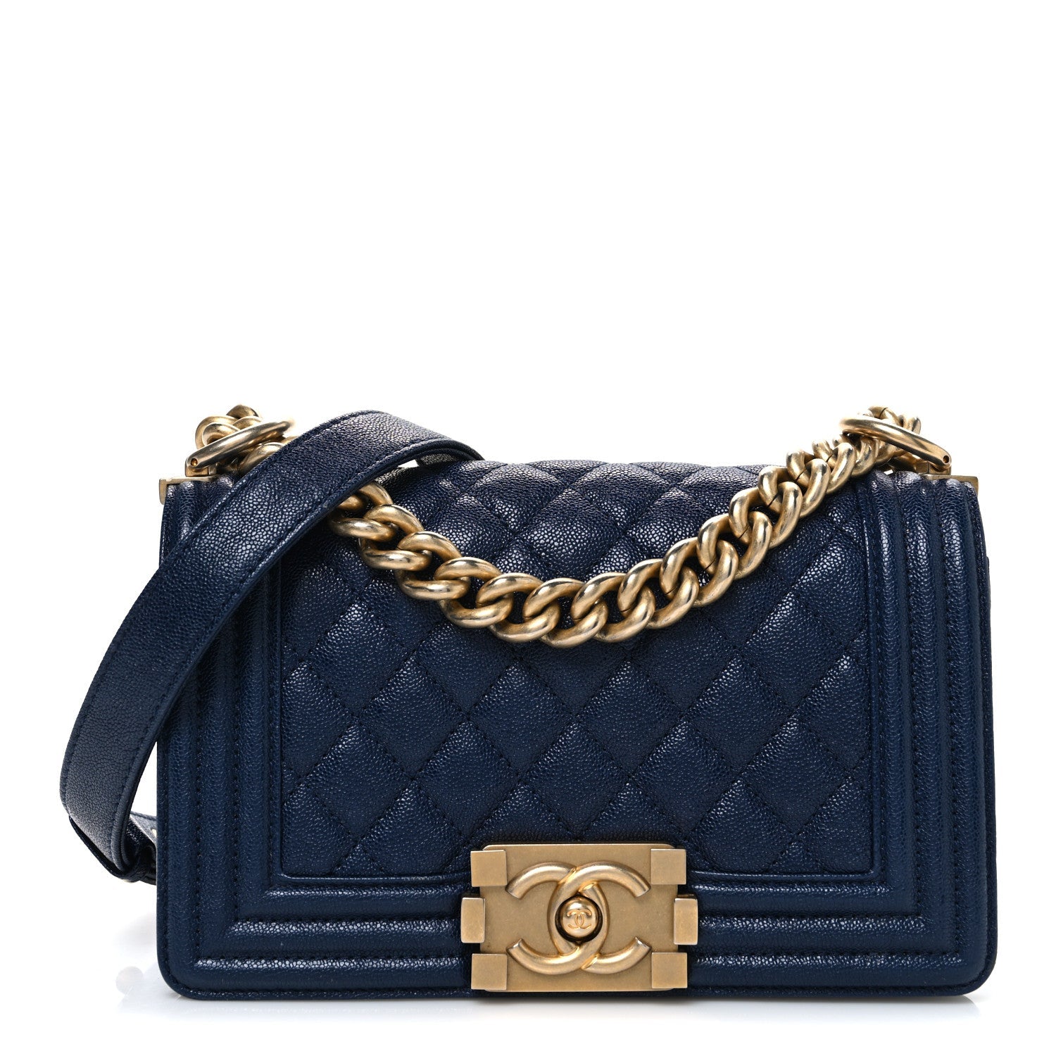 Chanel Caviar Quilted Small Boy Flap Dark Blue