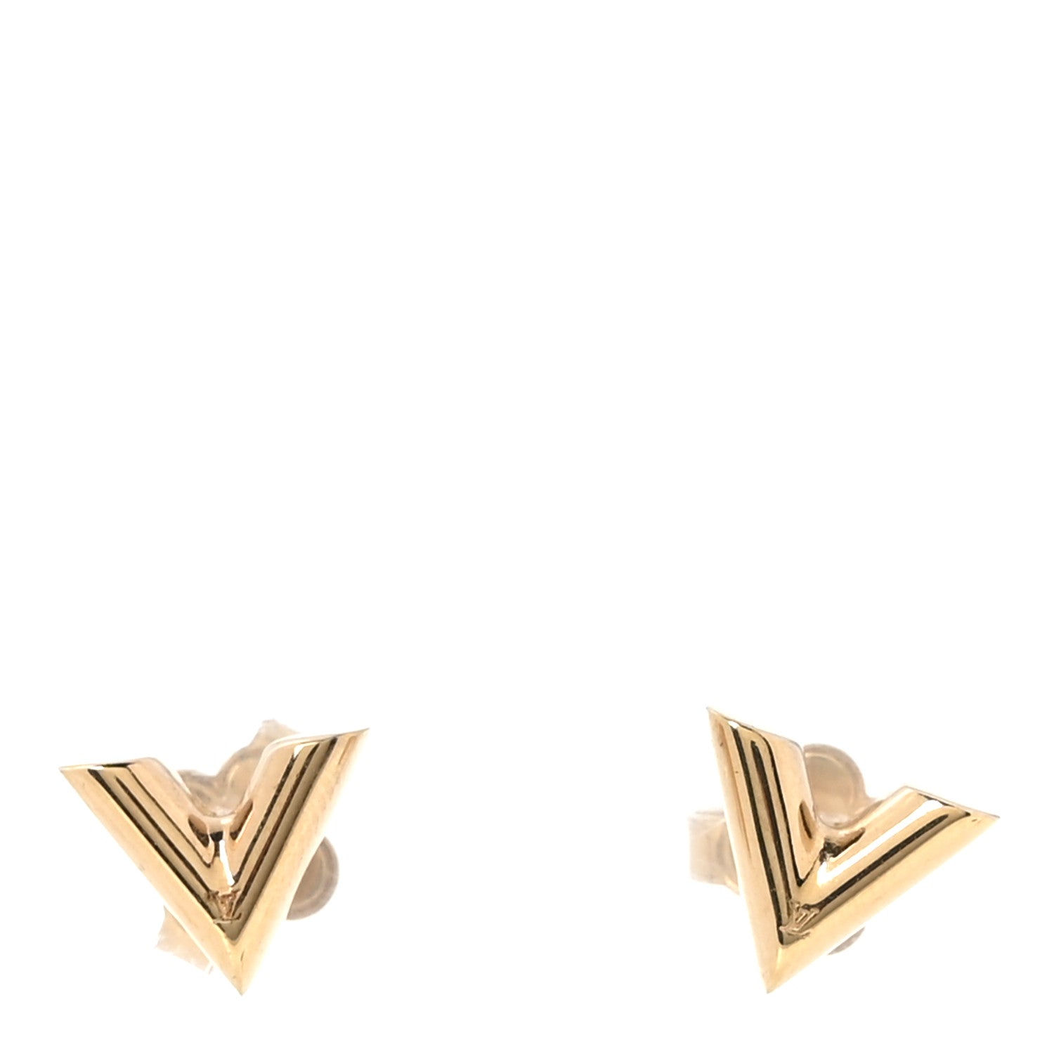 Louis Vuitton Brass Essential V Stud Earrings Gold