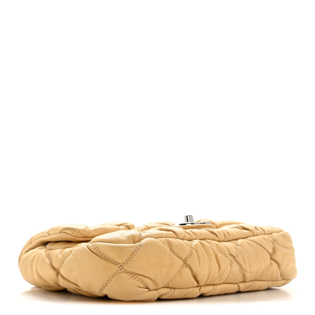 Chanel Calfskin Quilted Medium Bubble Quilt Flap Bag Beige