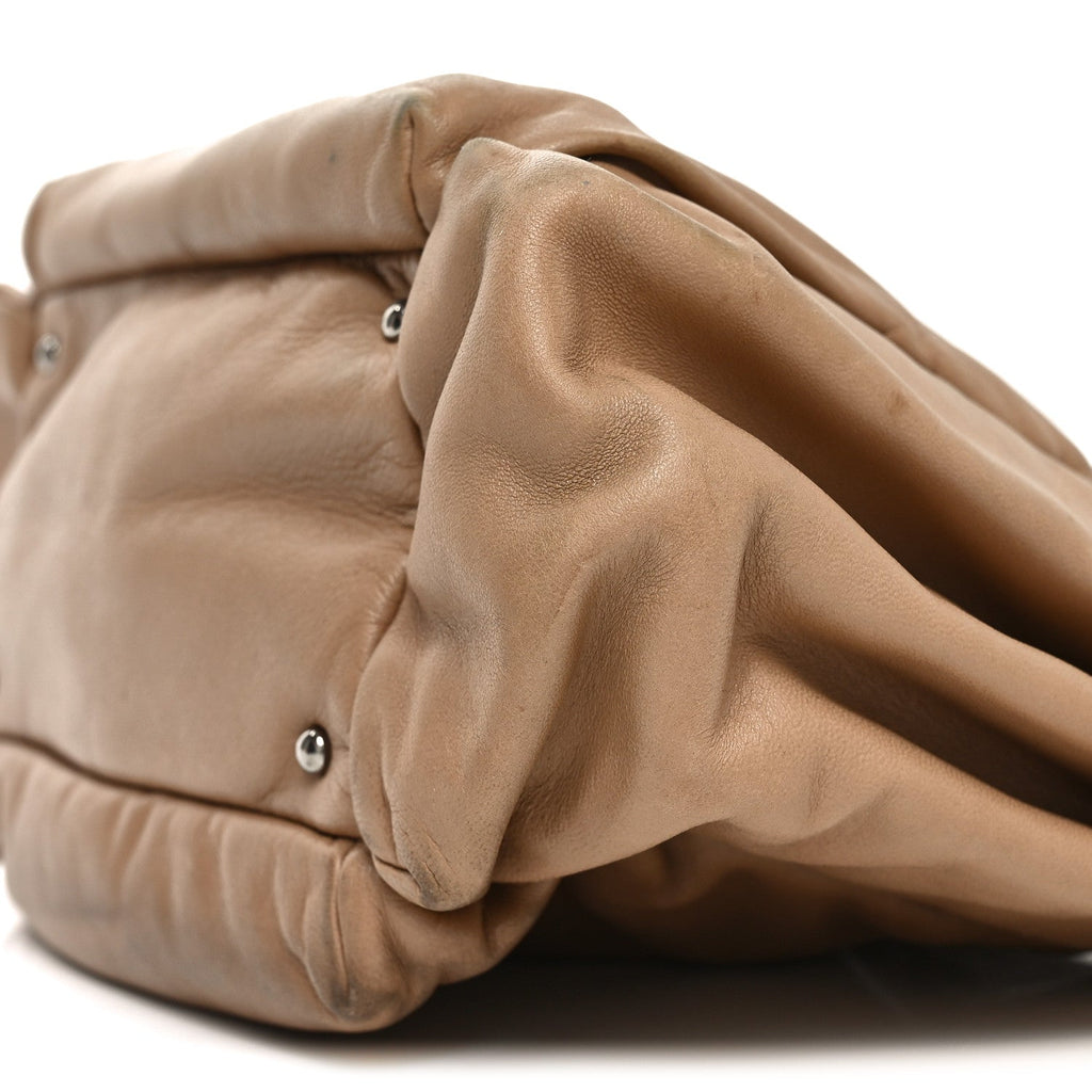Chanel Lambskin Lax Accordion Hobo Beige