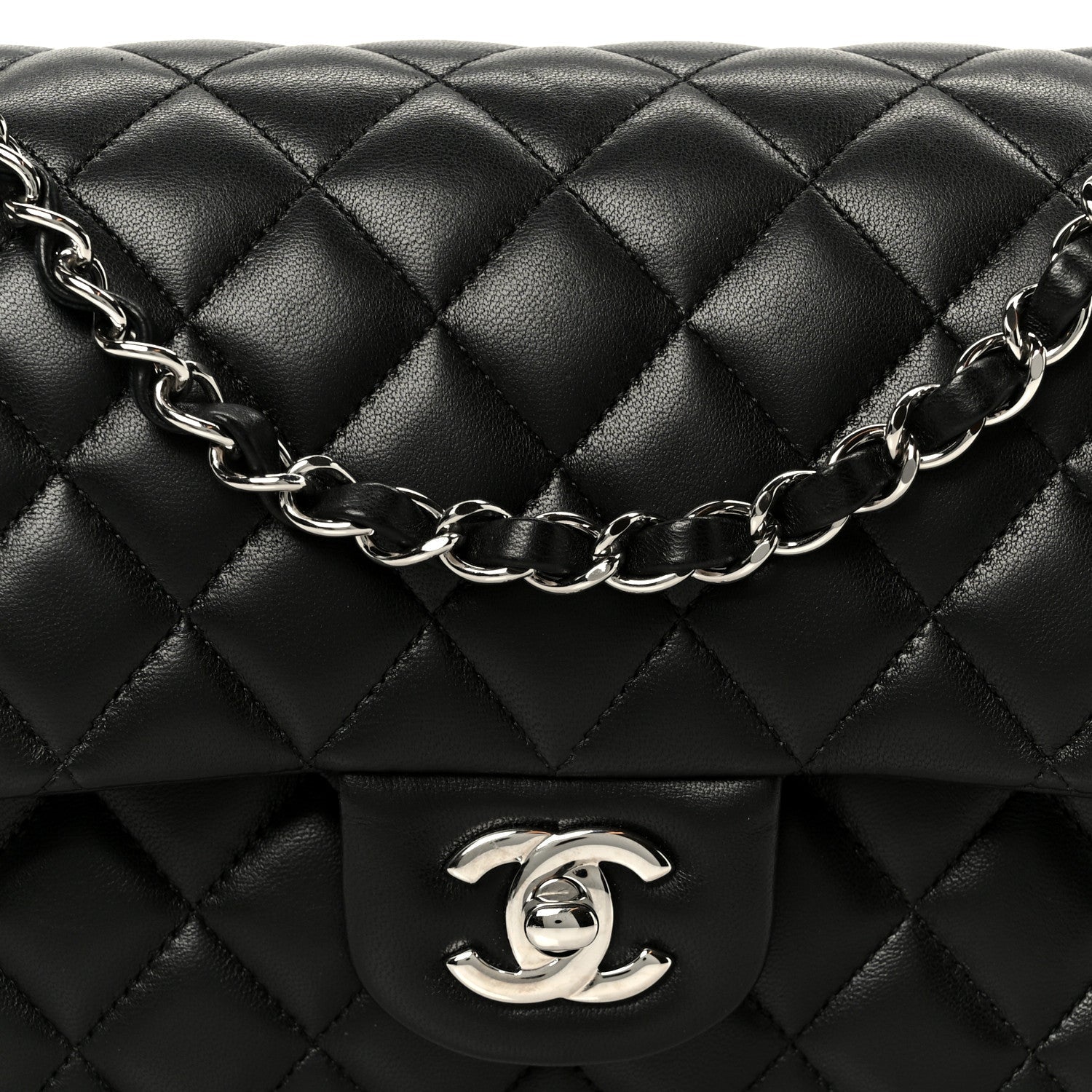 Chanel Lambskin Quilted Medium Double Flap Black