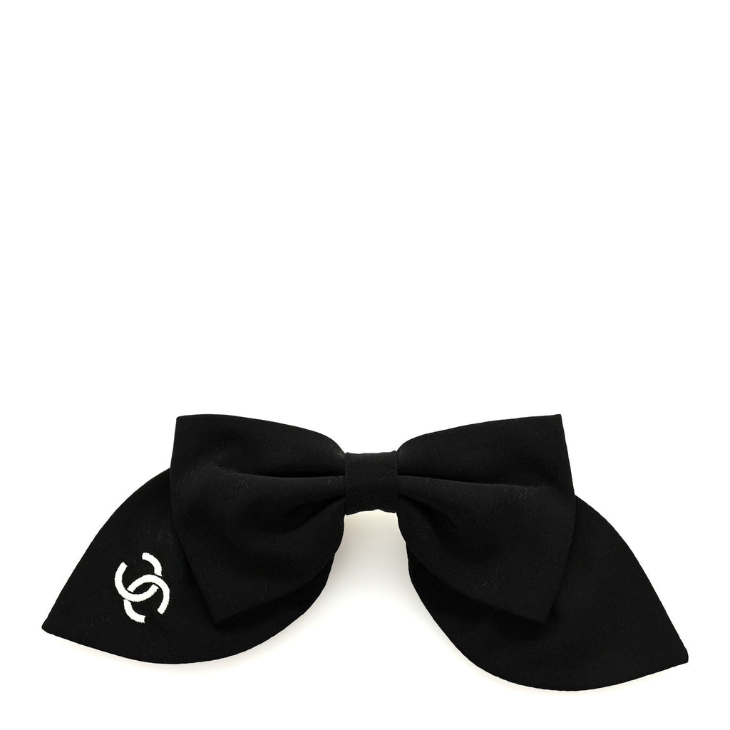 Chanel Silk Bow CC Hair Clip Black