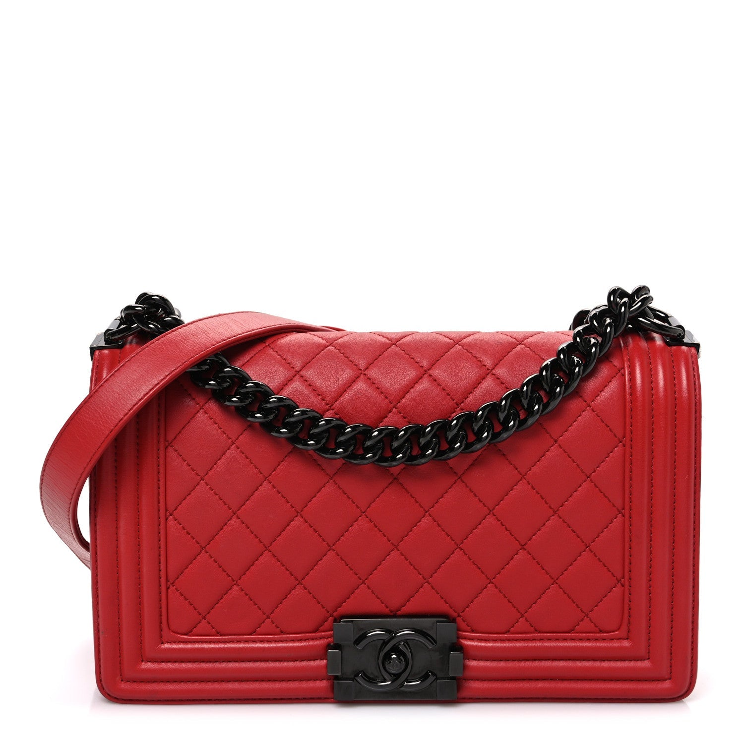 Chanel Lambskin Quilted Medium Boy Flap Red