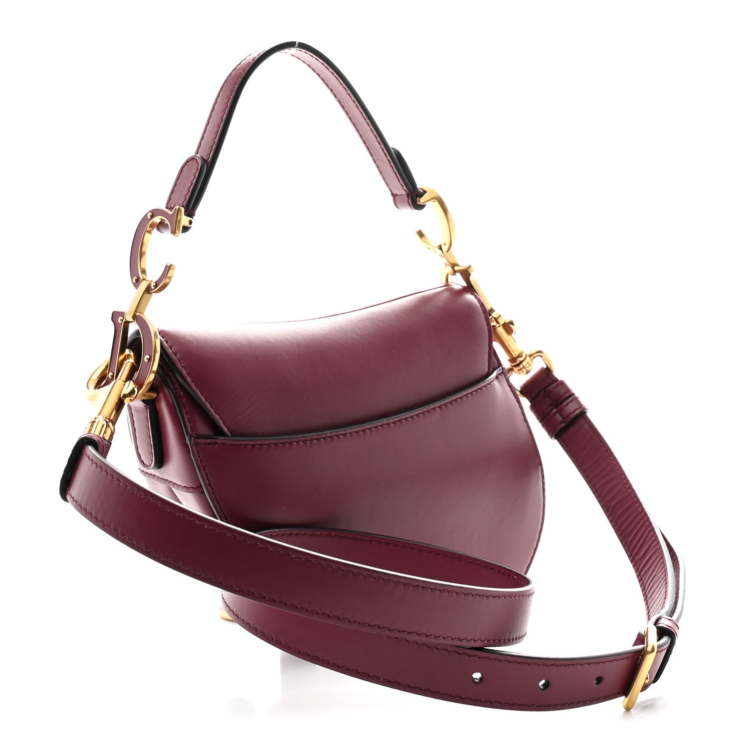 Christian Dior Supple Calfskin Mini Saddle Bag With Strap Purple