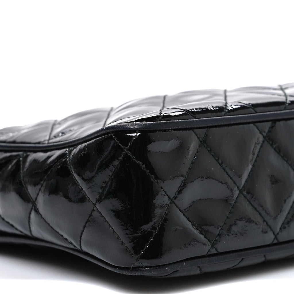 Chanel Patent Quilted Tassel Camera Case Black