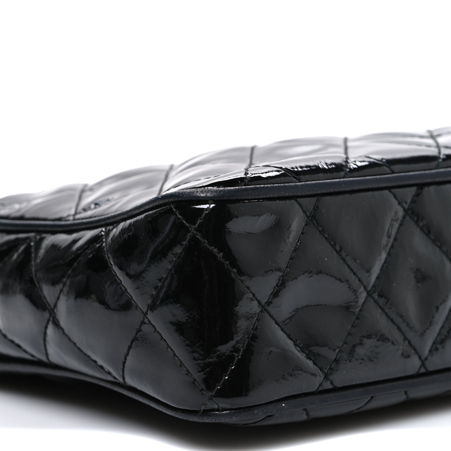 Chanel Patent Quilted Tassel Camera Case Black