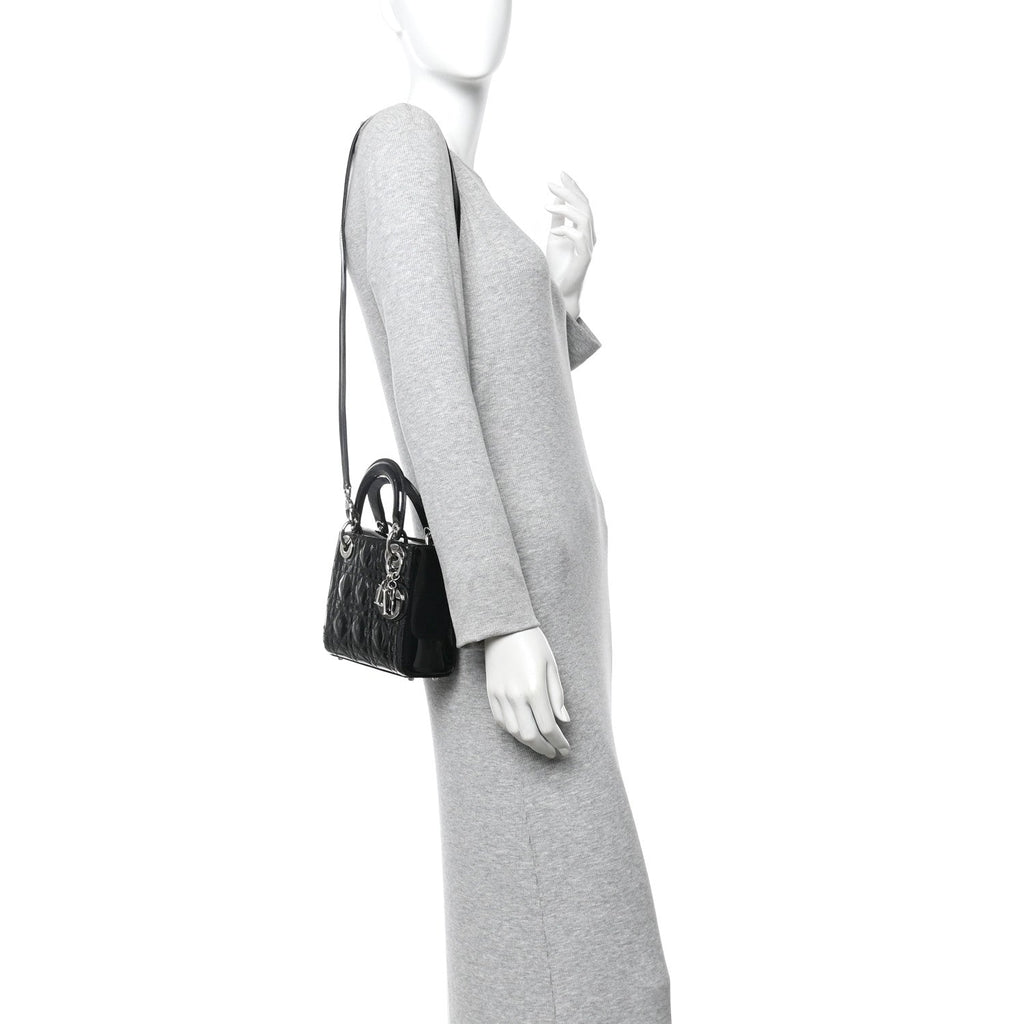 Christian Dior Patent Cannage Mini Lady Dior Black