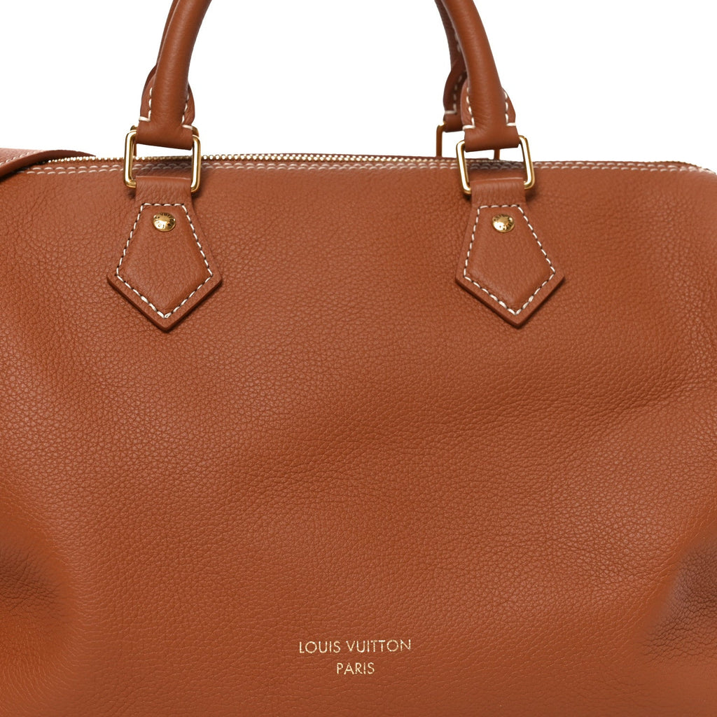 Louis Vuitton Grained Calfskin Low Key Speedy 30 Cognac