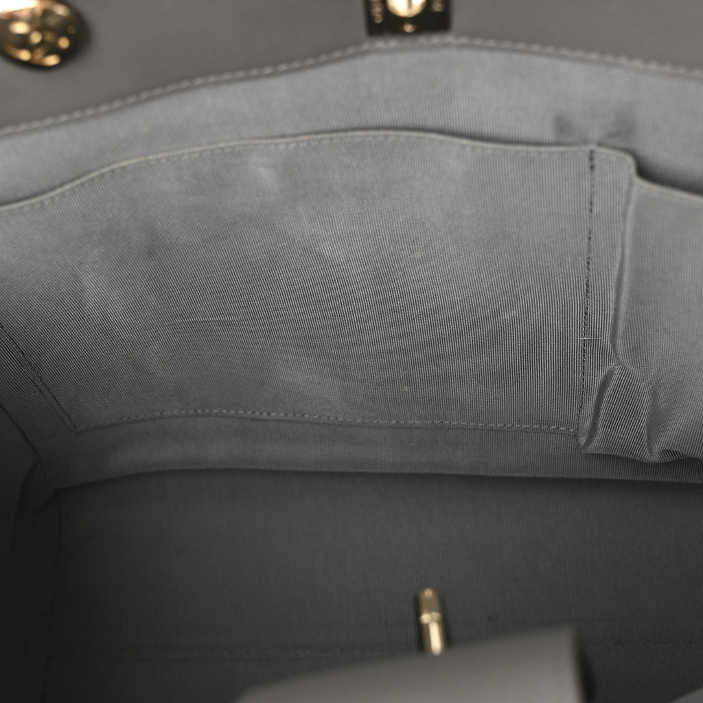Chanel Calfskin Chevron Quilted Statement Shopping Tote Grey