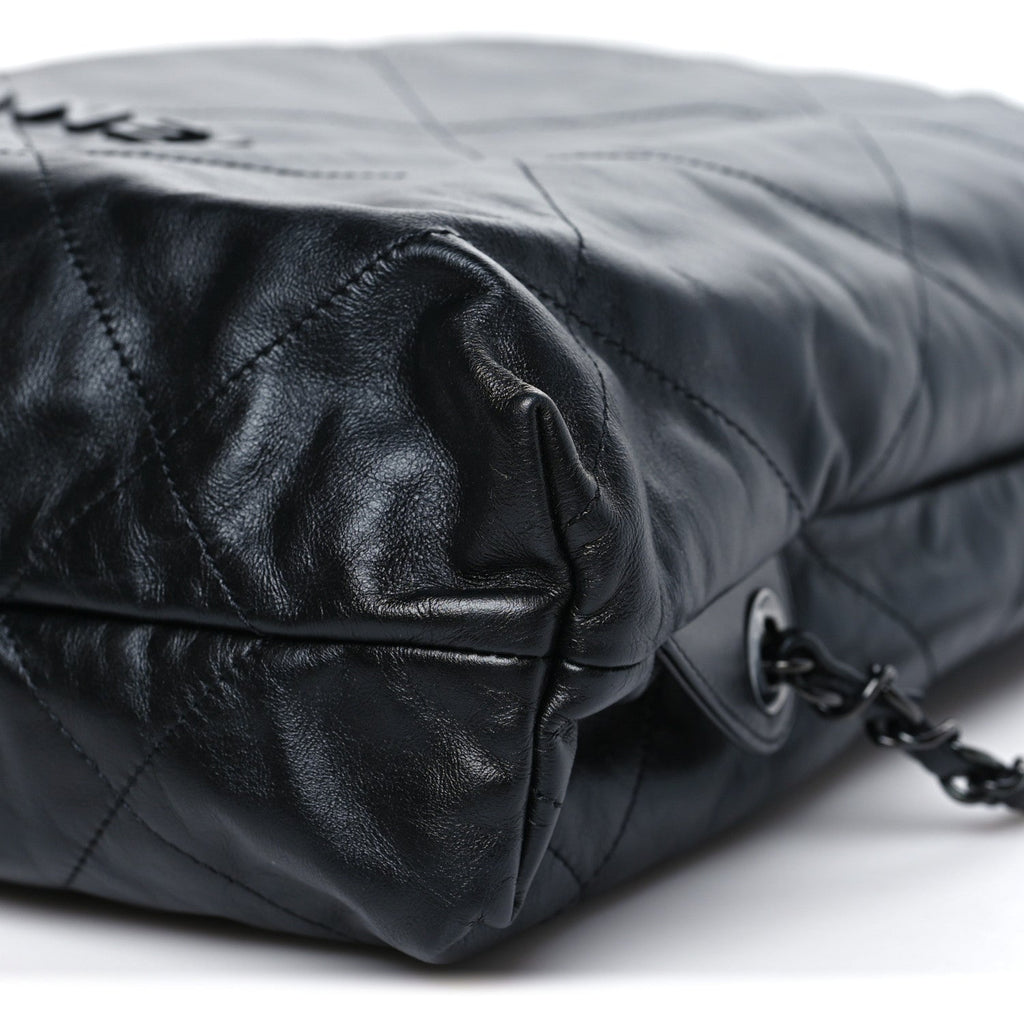 Chanel Shiny Calfskin Quilted Chanel 22 Backpack So Black