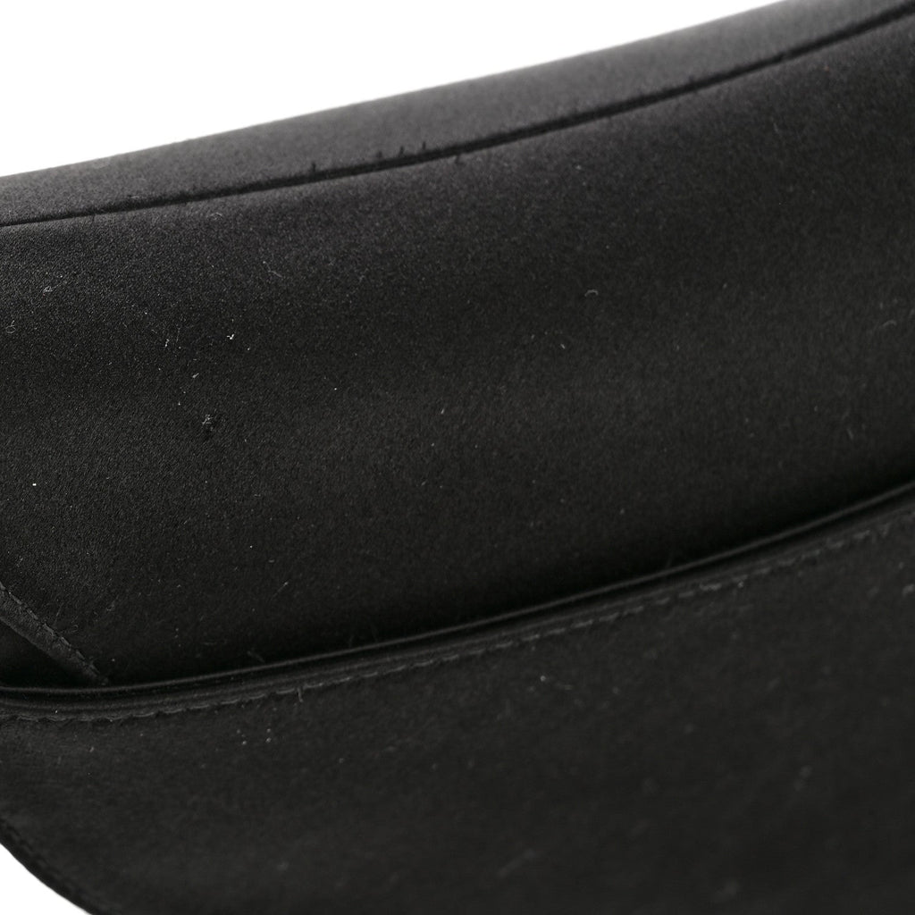 Christian Dior Satin Crystal Mini Saddle Bag Black
