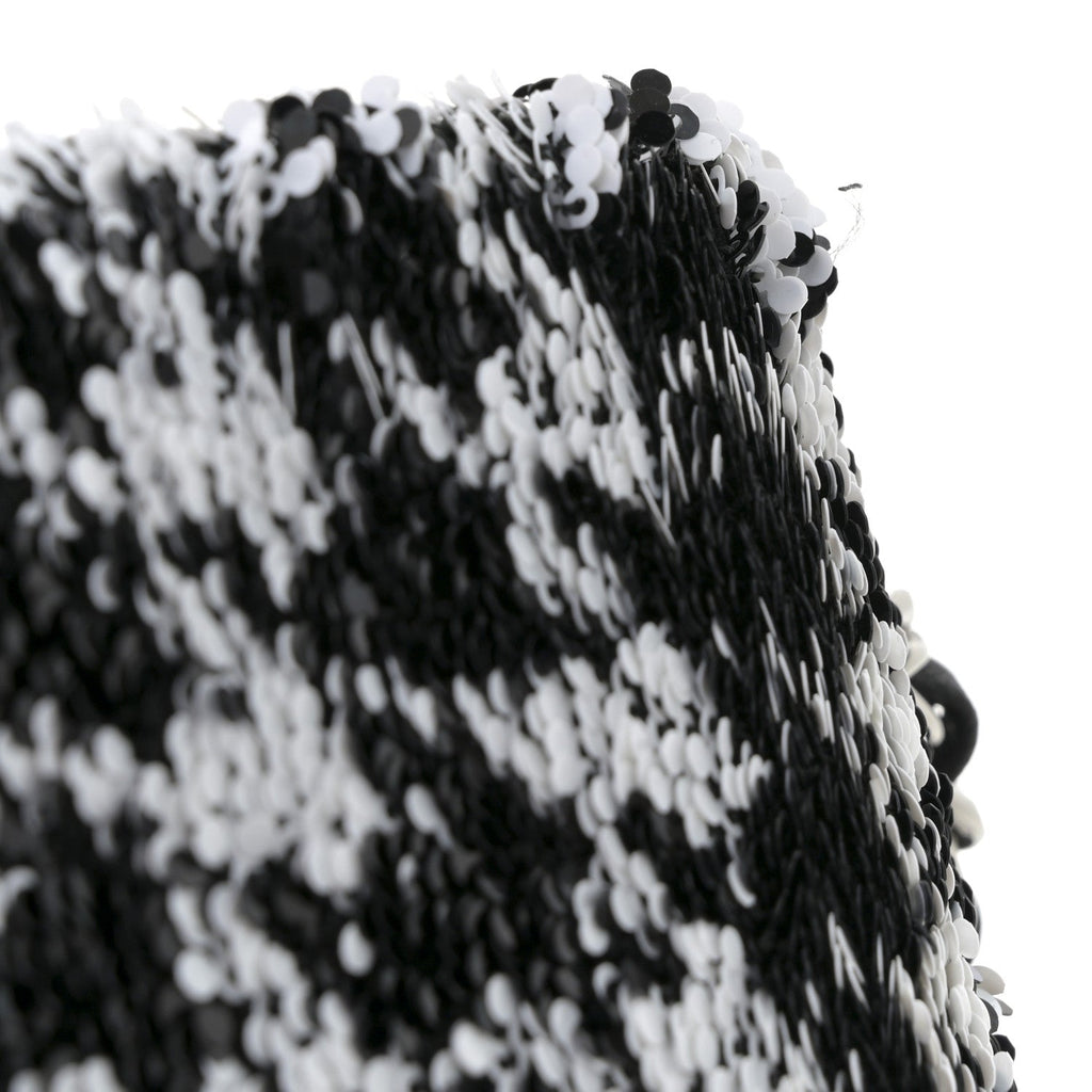 Chanel Sequin Houndstooth Small Flap Black White