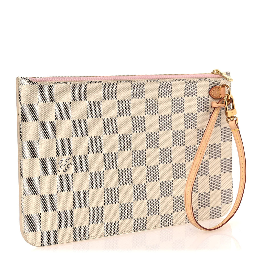 Louis Vuitton Damier Azur Neverfull MM GM Pochette Rose Ballerine