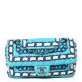 Chanel Silk Chain Printed Medium Single Flap Blue