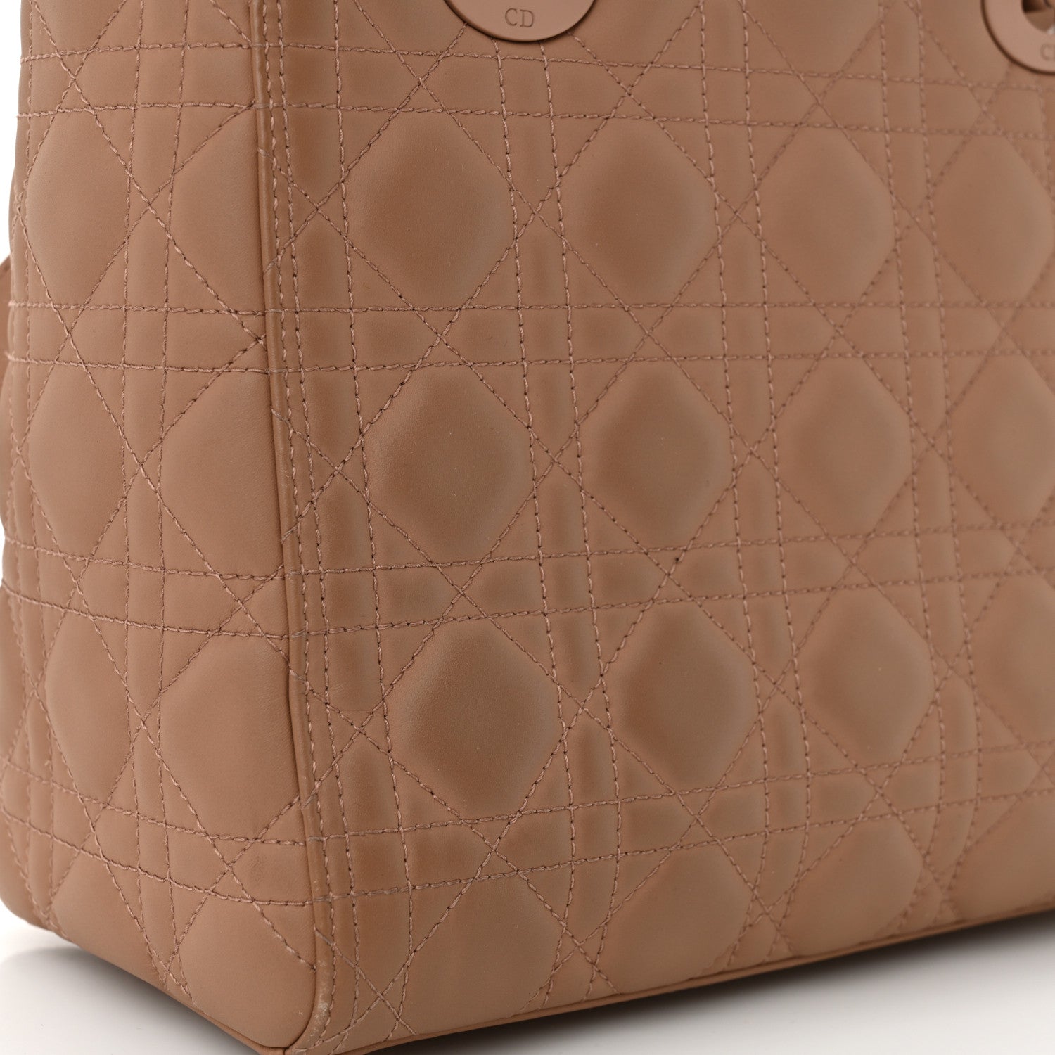 Christian Dior Ultra Matte Calfskin Cannage Medium Lady Dior Beige