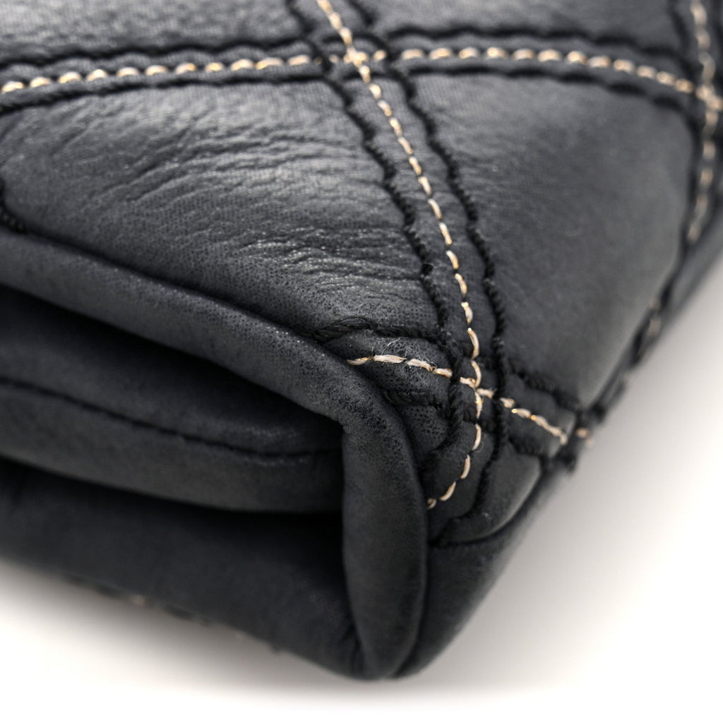 Chanel Iridescent Calfskin Triple Stitched Medium Flap Navy