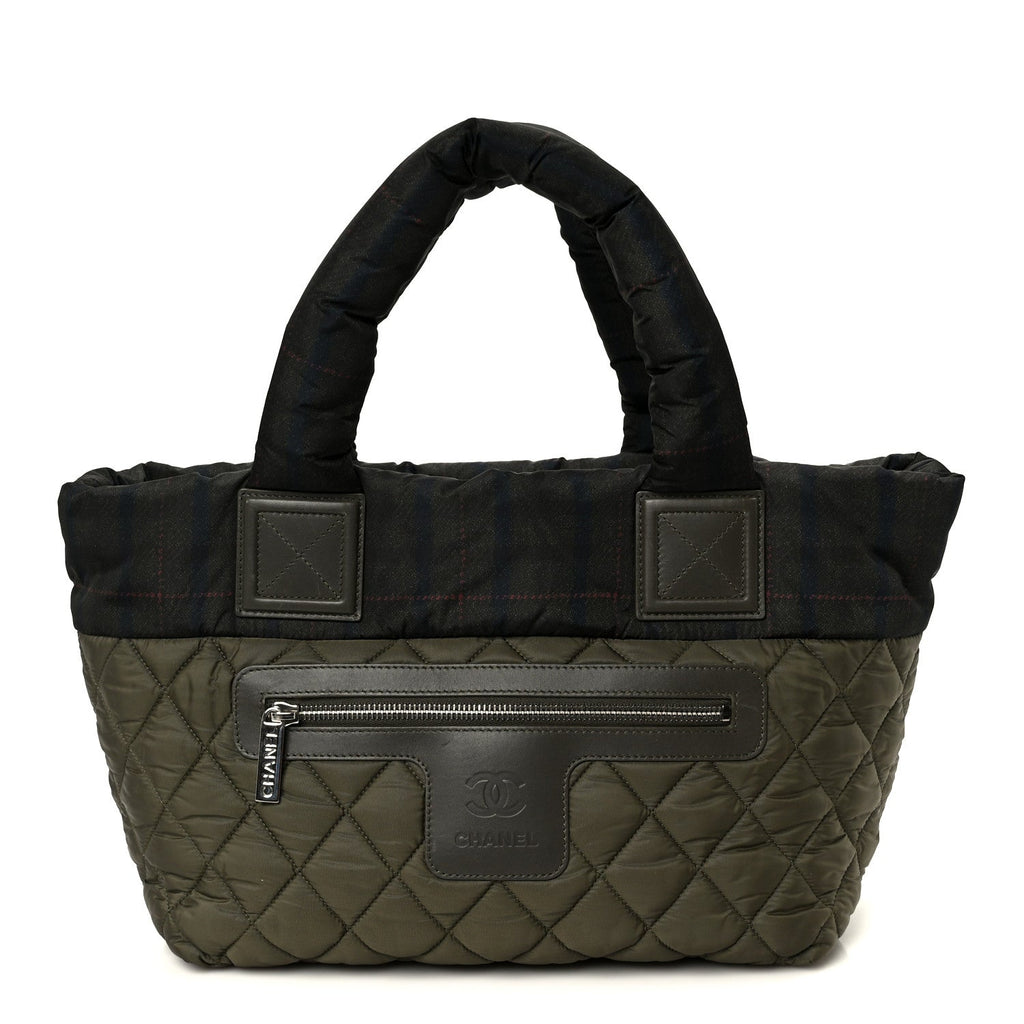 Chanel Nylon Quilted Small Coco Cocoon Tote Khaki