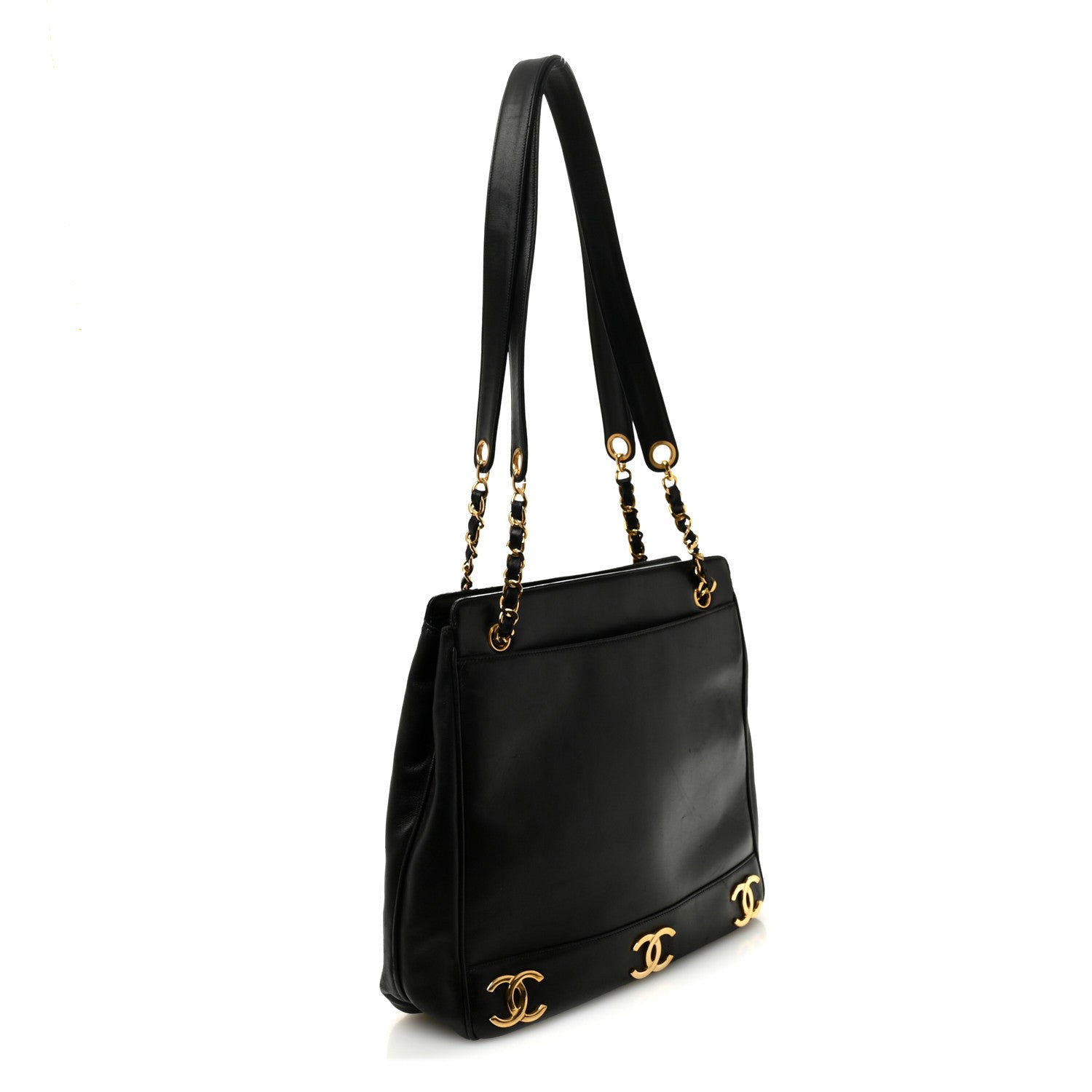 Chanel Lambskin Triple CC Shoulder Bag Black